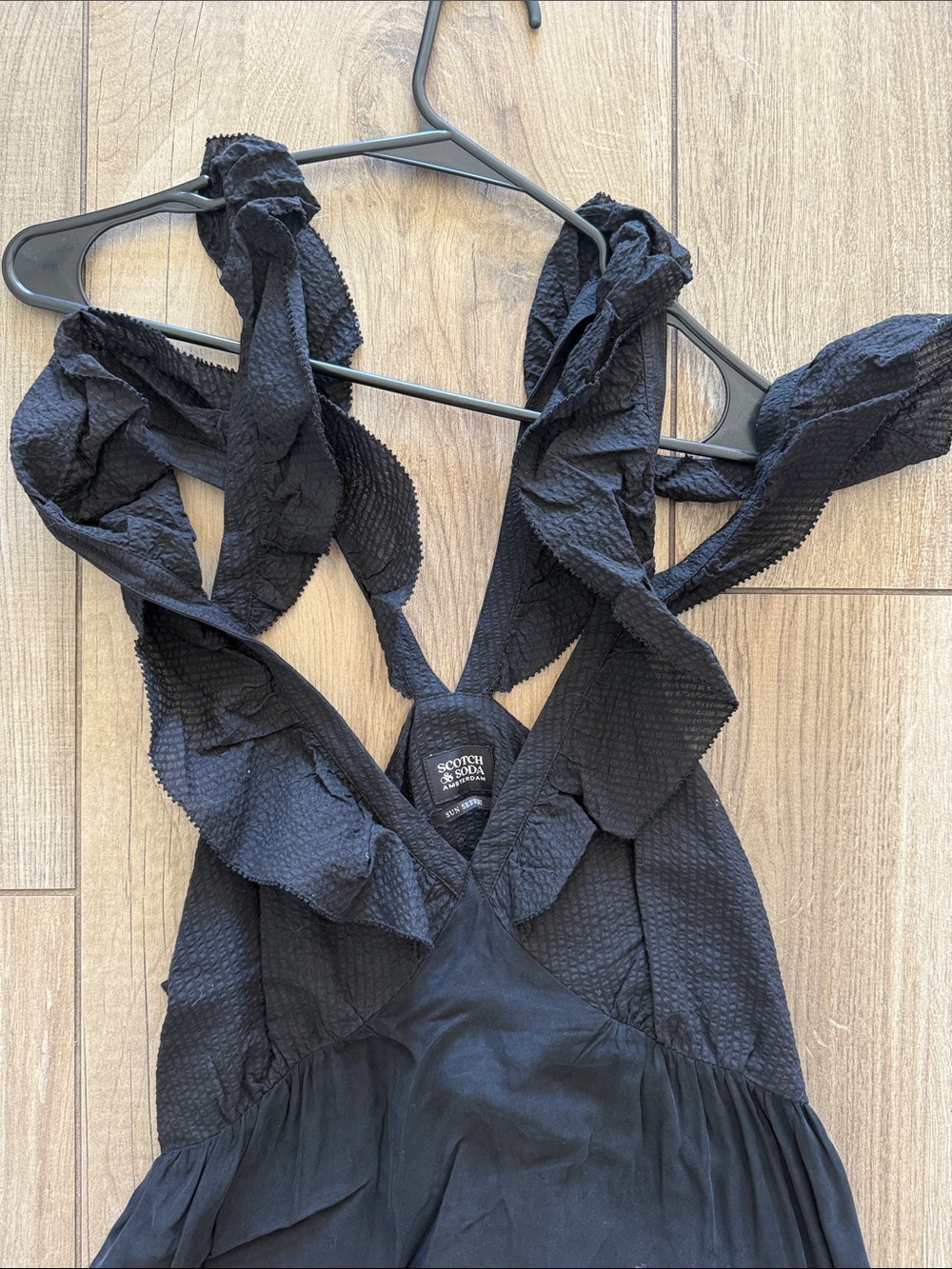 Scotch & Soda Black Ruffled Strap Maxi Dress - Picture 2 of 3